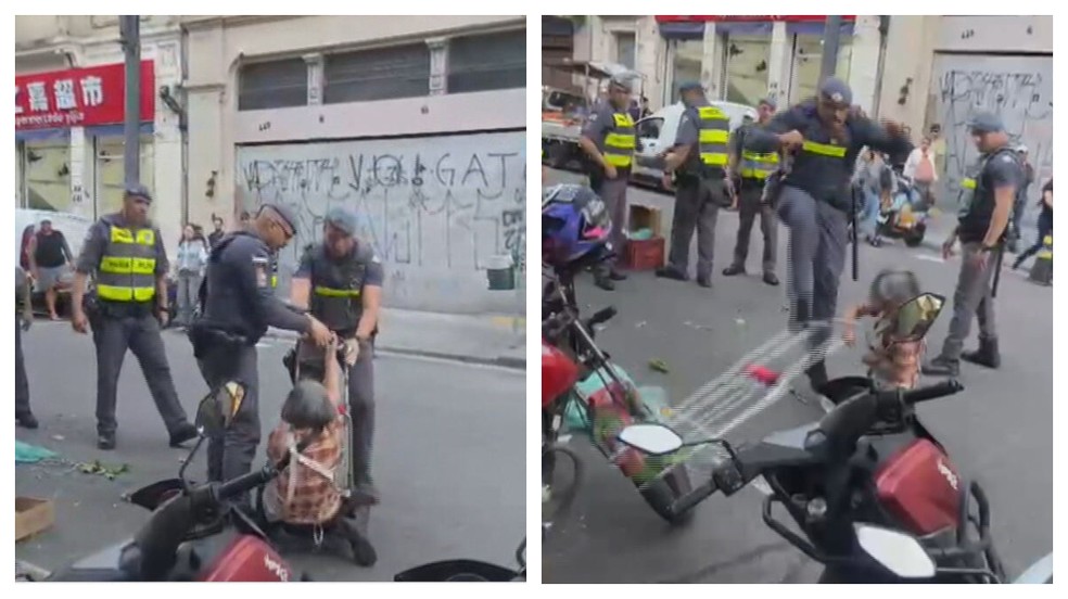 PM é flagrada em abordagem violenta contra idosa chinesa no Centro de SP