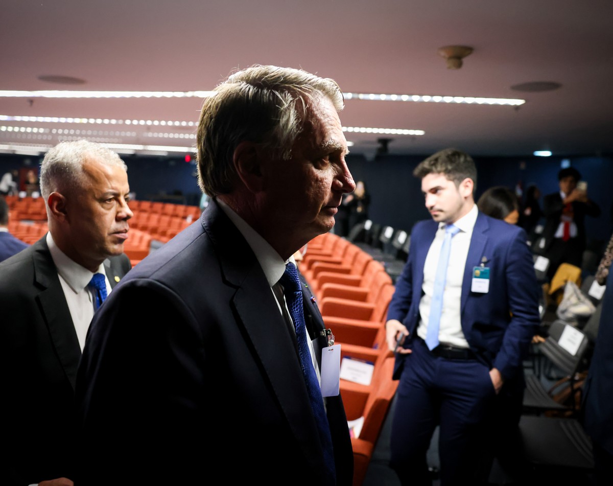 O ex-presidente Jair Bolsonaro em sessão da Primeira Turma do STF (Supremo Tribunal Federal) (Foto: Gustavo Moreno/STF)