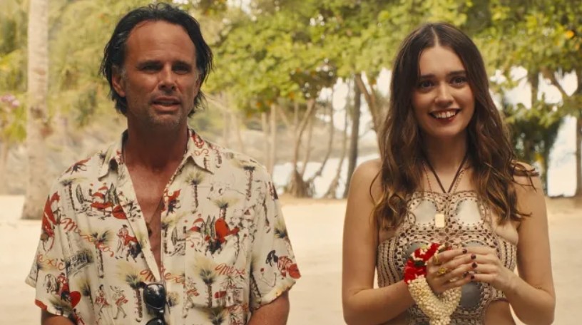 Atores Walton Goggins e Aimee Lou Wood, de 'The White Lotus' (Foto: HBO/Divulgação)