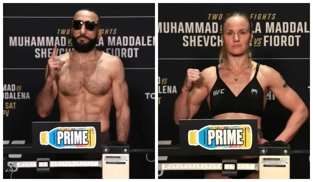 Belal Muhammad e Valentina Shevchenko defendem cinturões no UFC 315 (Foto: Montagem/SUPER LUTAS)