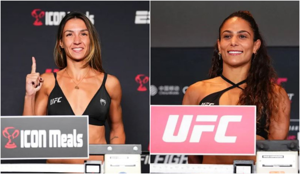 Amanda Ribas (esq.) e Tabatha Ricci (dir.) se enfrentam no UFC 318. (Foto: Montagem Super Lutas)