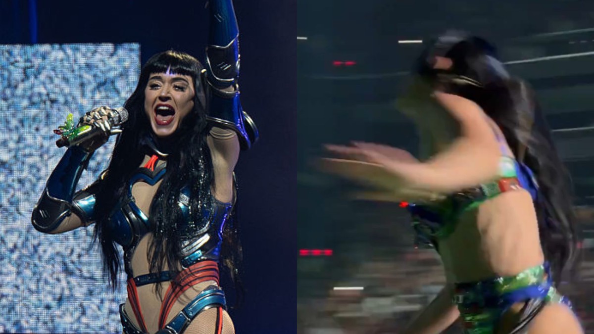 Katy Perry se desequilibra e cai durante show nos Estados Unidos