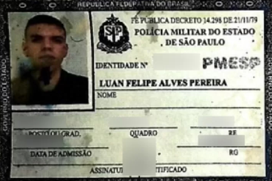 Documento de identidade do soldado Luan Felipe Alves Pereira, da Polícia Militar de São Paulo, preso por jogar um homem de uma ponte na última segunda-feira, 2 (Foto: Reprodução)