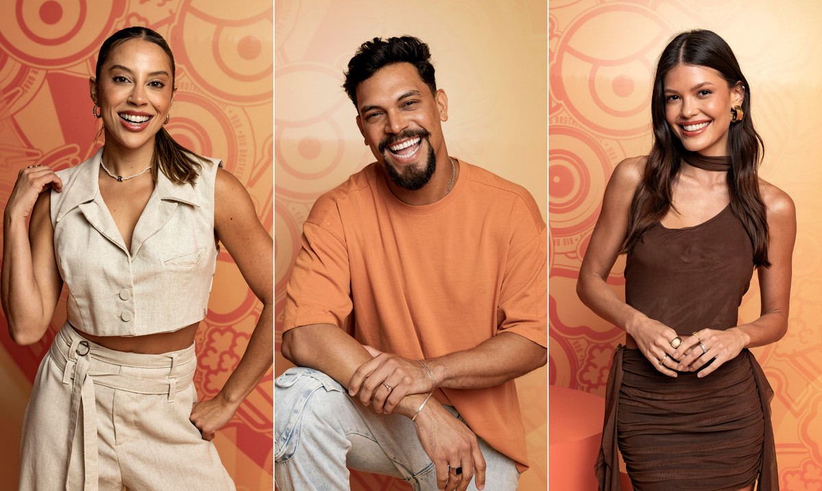 Renata, Vinícius e Vitória Strada estão no paredão do 'BBB 25' (Foto: TV Globo)