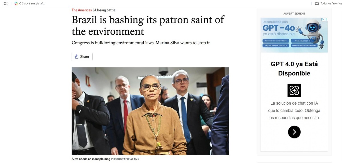 Congresso brasileiro ataca leis ambientais e Marina Silva é defendida na Câmara