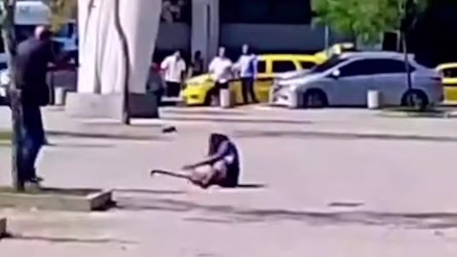 Momento em que homem é baleado (Foto: Reprodução)