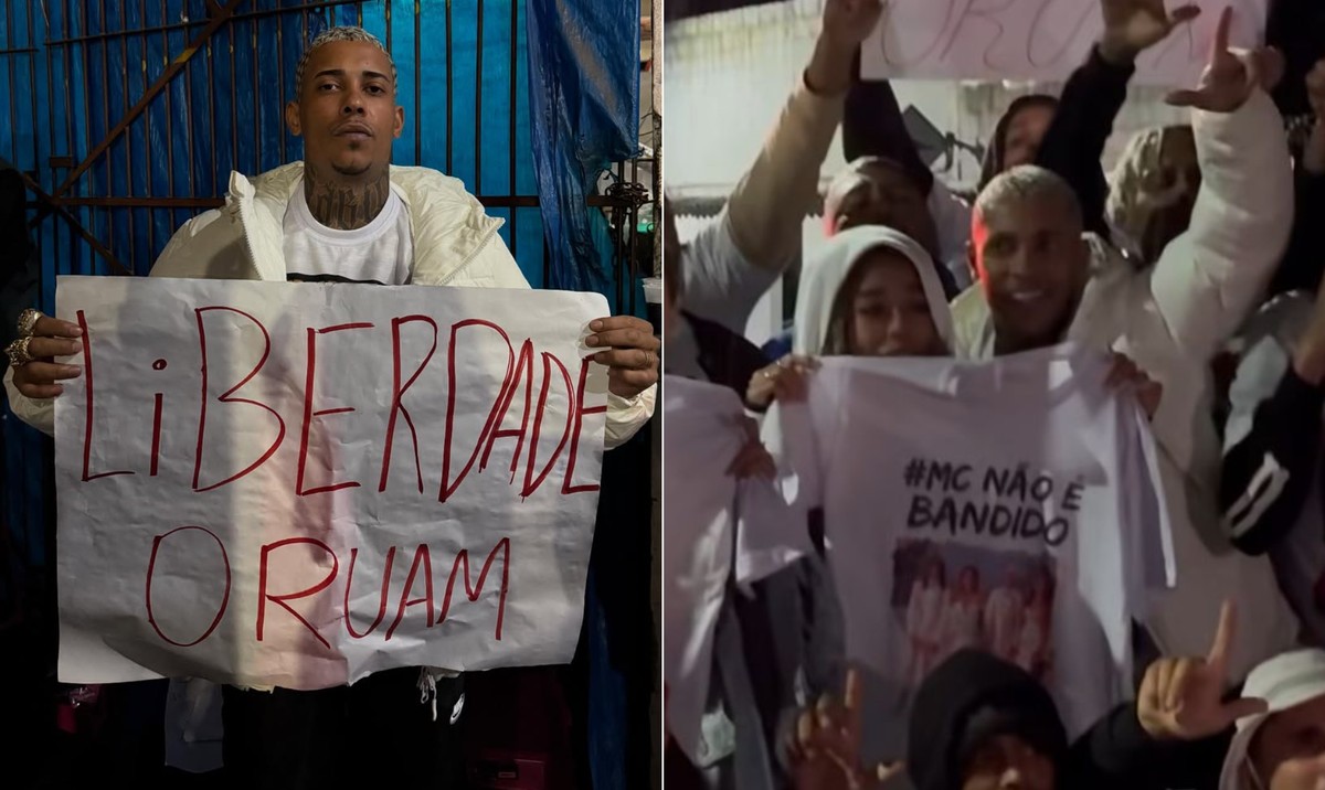 Poze do Rodo protesta pela liberdade de Oruam em frente ao Complexo de Gericinó