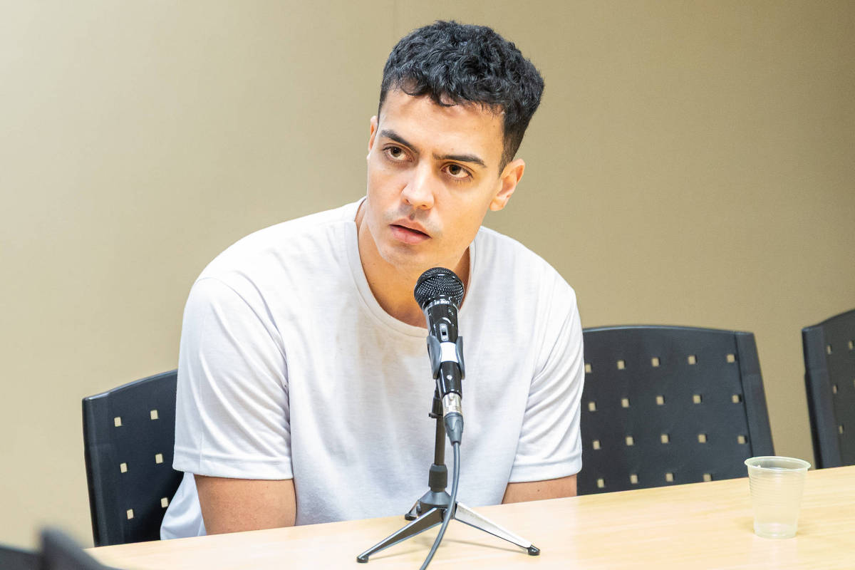 O influenciador Vitor Belarmino durante depoimento à Justiça. (Foto: Brunno Dantas/Divulgação)