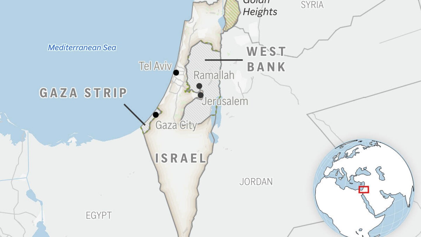 Este é um mapa localizador de Israel e dos Territórios Palestinos. (Foto: AP Photo)