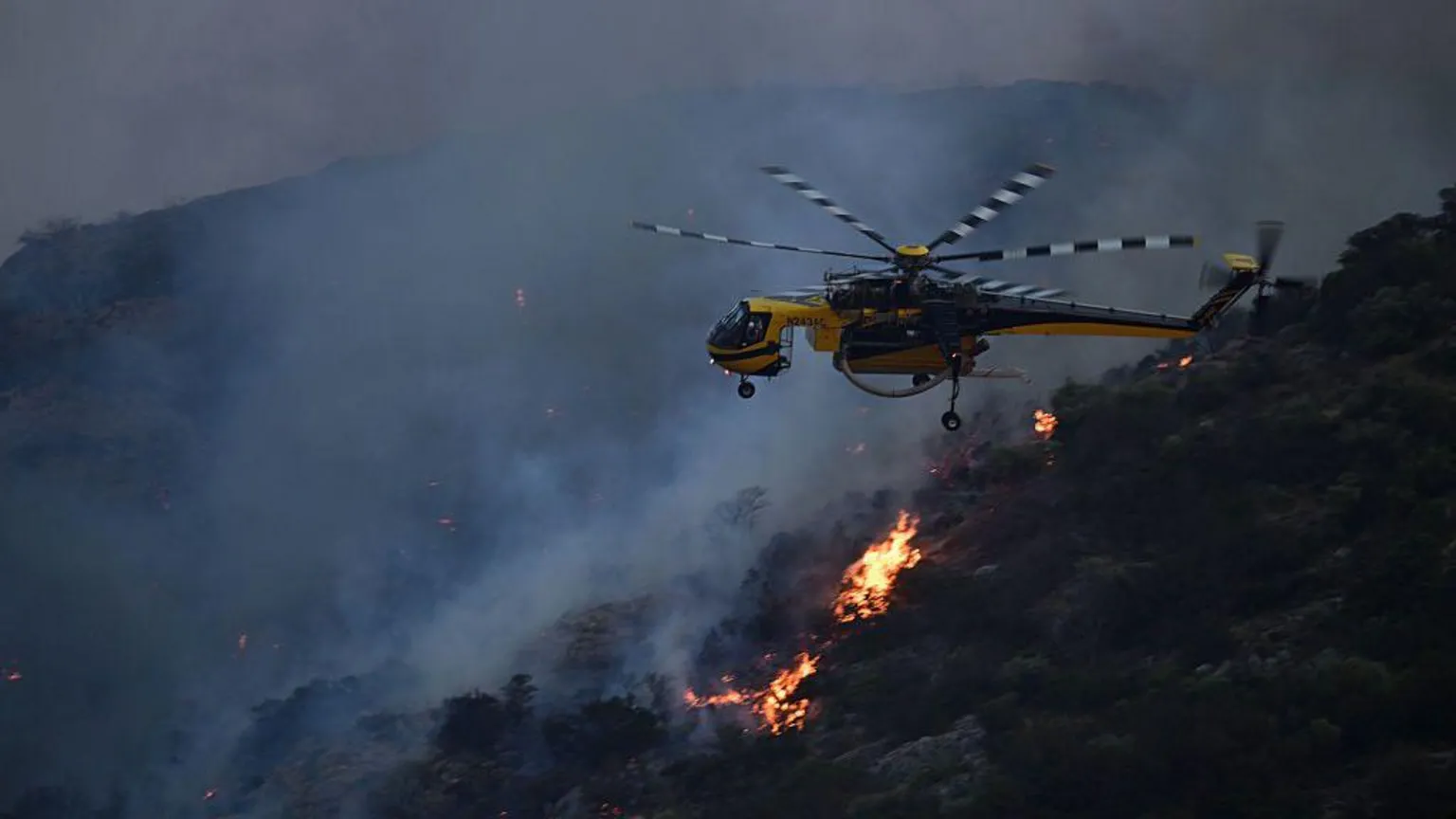 Incêndios florestais no sul da Grécia deixam uma vítima fatal e devastam a região