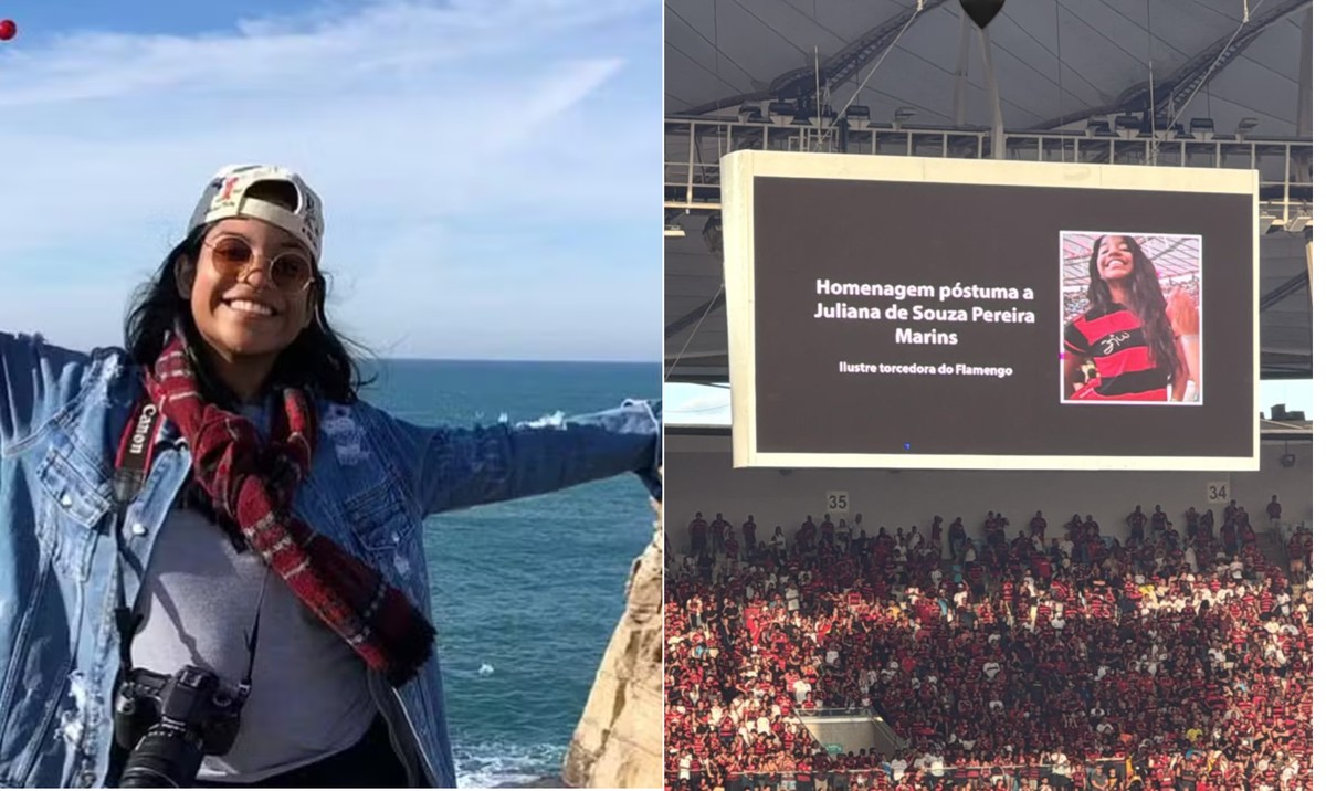 Flamengo presta homenagem a Juliana Marins antes de jogo no Maracanã