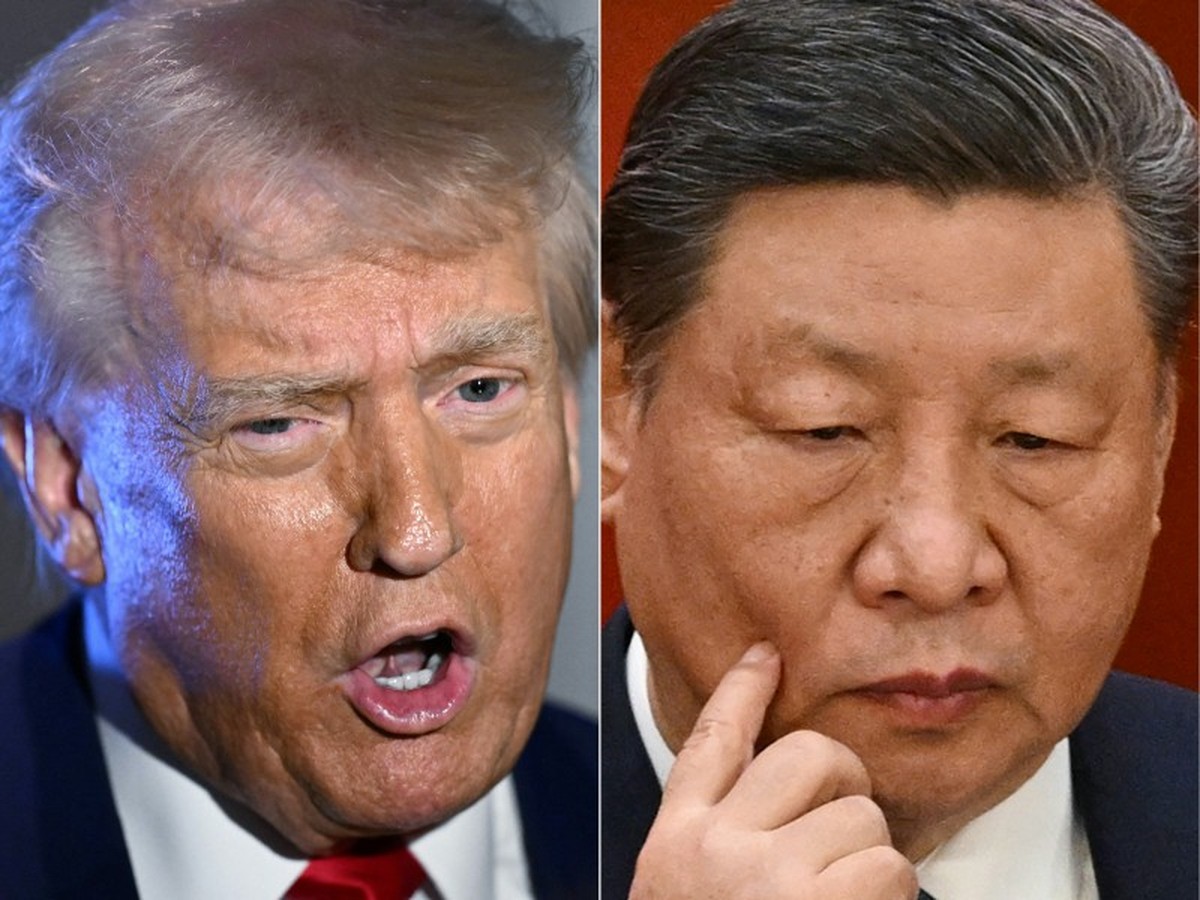 Presidente americano Donald Trump e o presidente chinês Xi Jinping (Foto: MANDEL NGAN e GREG BAKER / AFP)