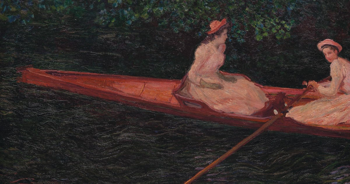 A canoa sobre o Epte, de Claude Monet, em exibição no Masp. (Foto: João Musa tratada por Eduardo O/Acervo Masp)