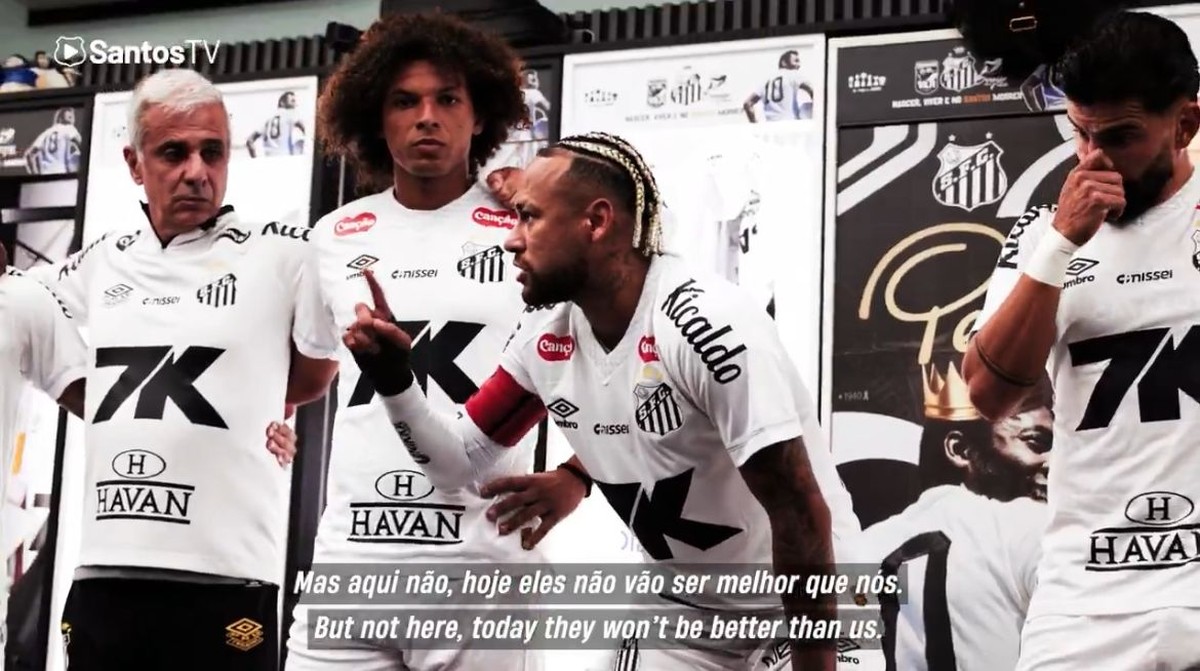 Neymar motiva Santos com discurso antes da vitória sobre o Flamengo