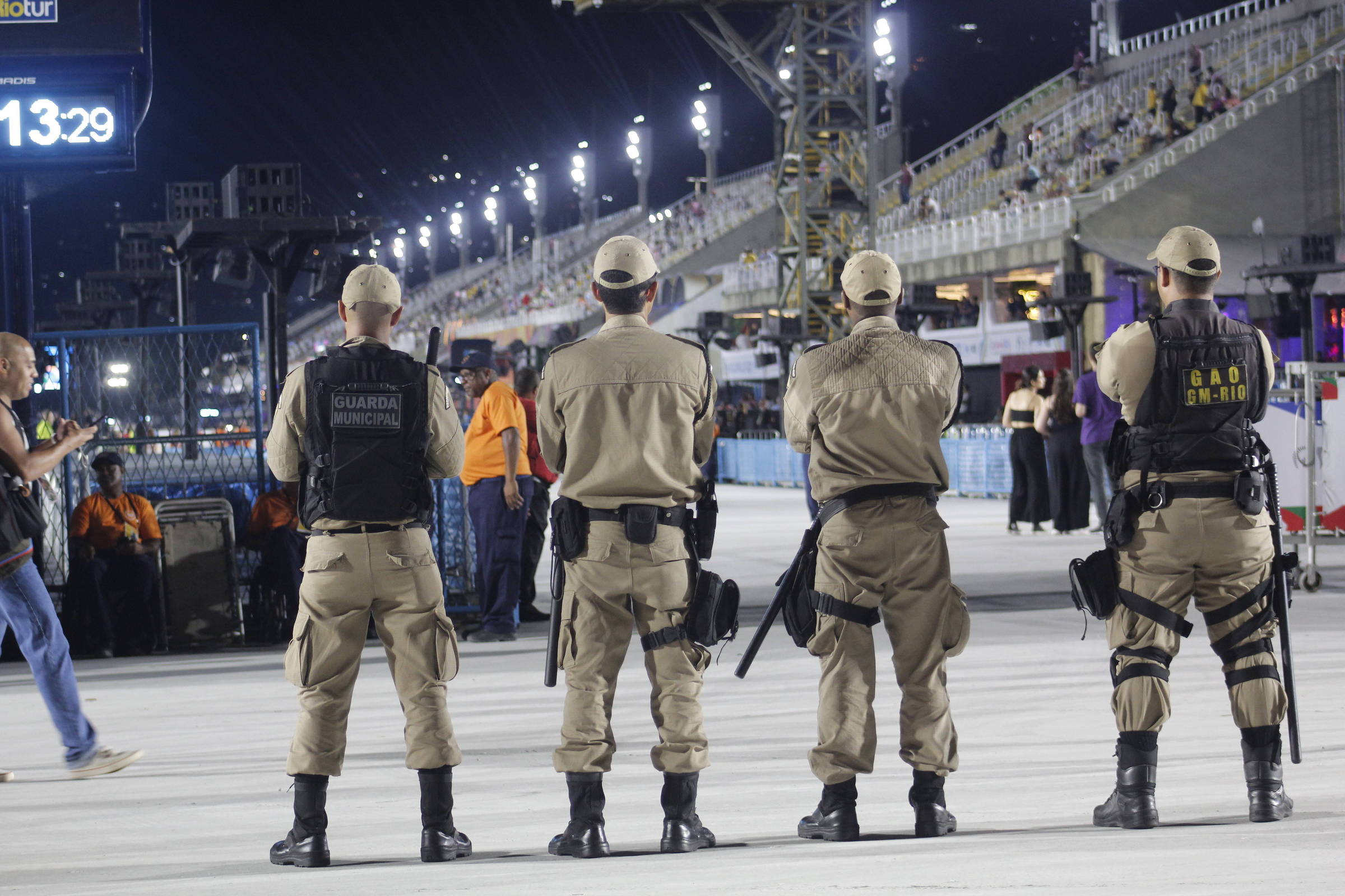 Guardas municipais do Rio atuam no Sambódromo durante o Carnaval de 2024 (Foto: Divulgação/GM Rio)