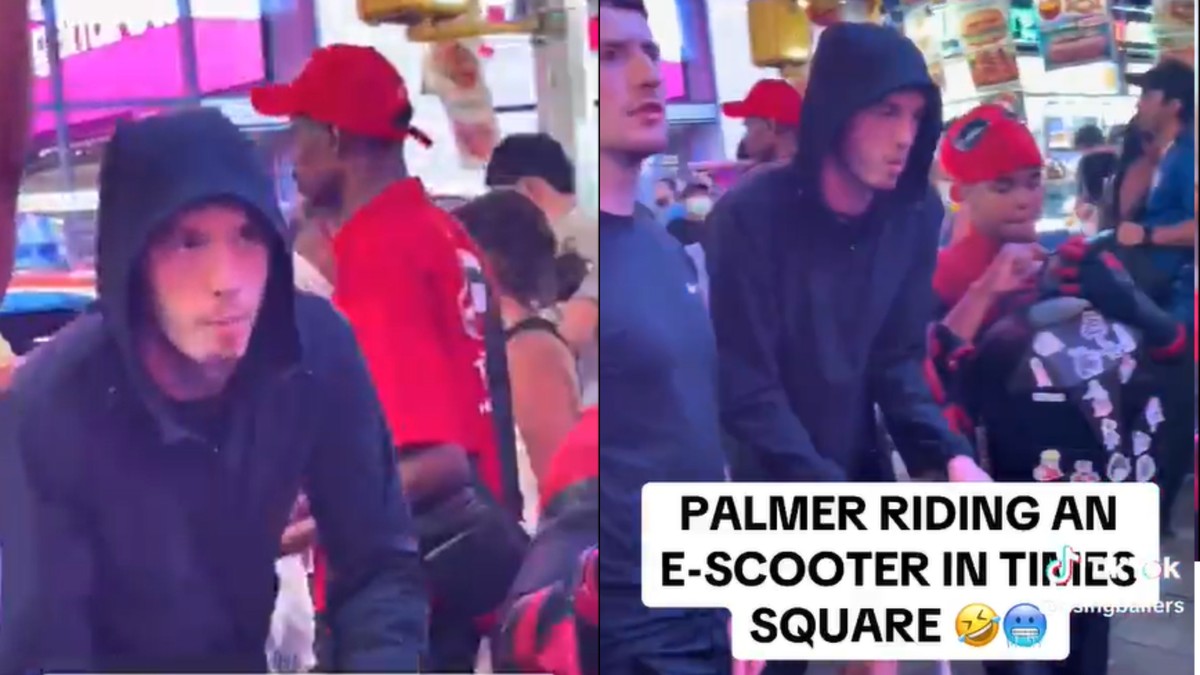Palmer é flagrado de patinete elétrico na Times Square antes da final do Mundial