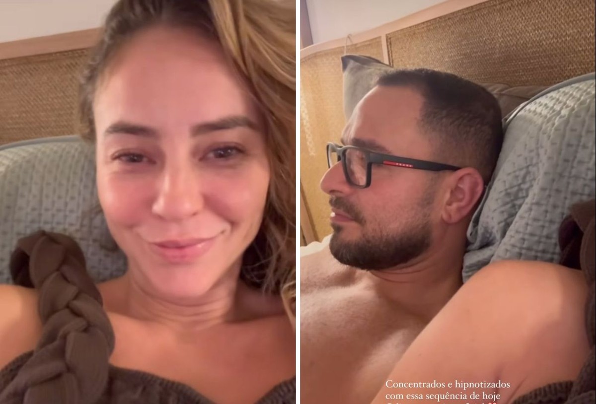 Diogo Nogueira se encanta com cenas exibidas por Paolla em evento especial
