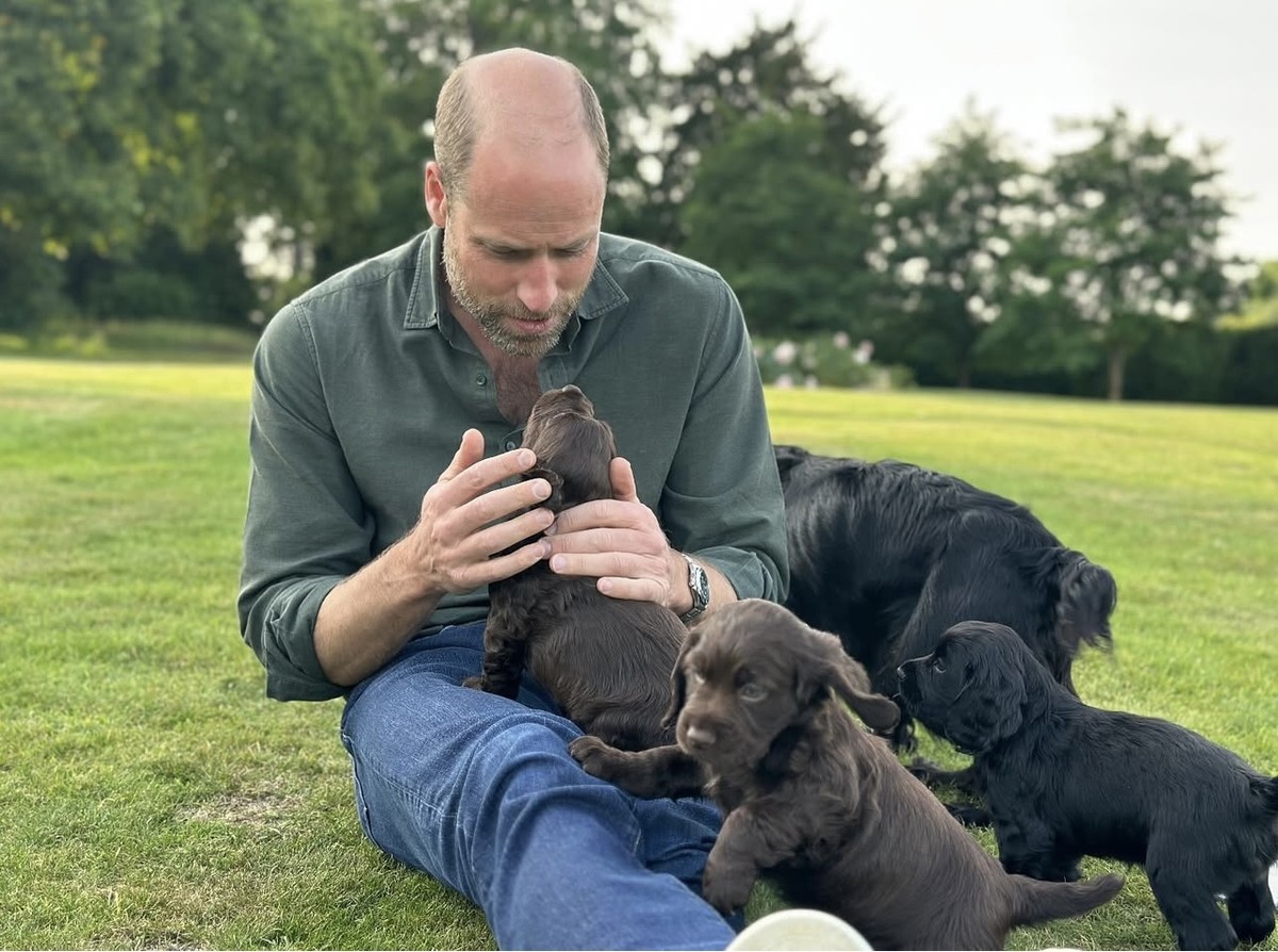 Príncipe William celebra 43 anos com foto carinhosa ao lado de seus pets