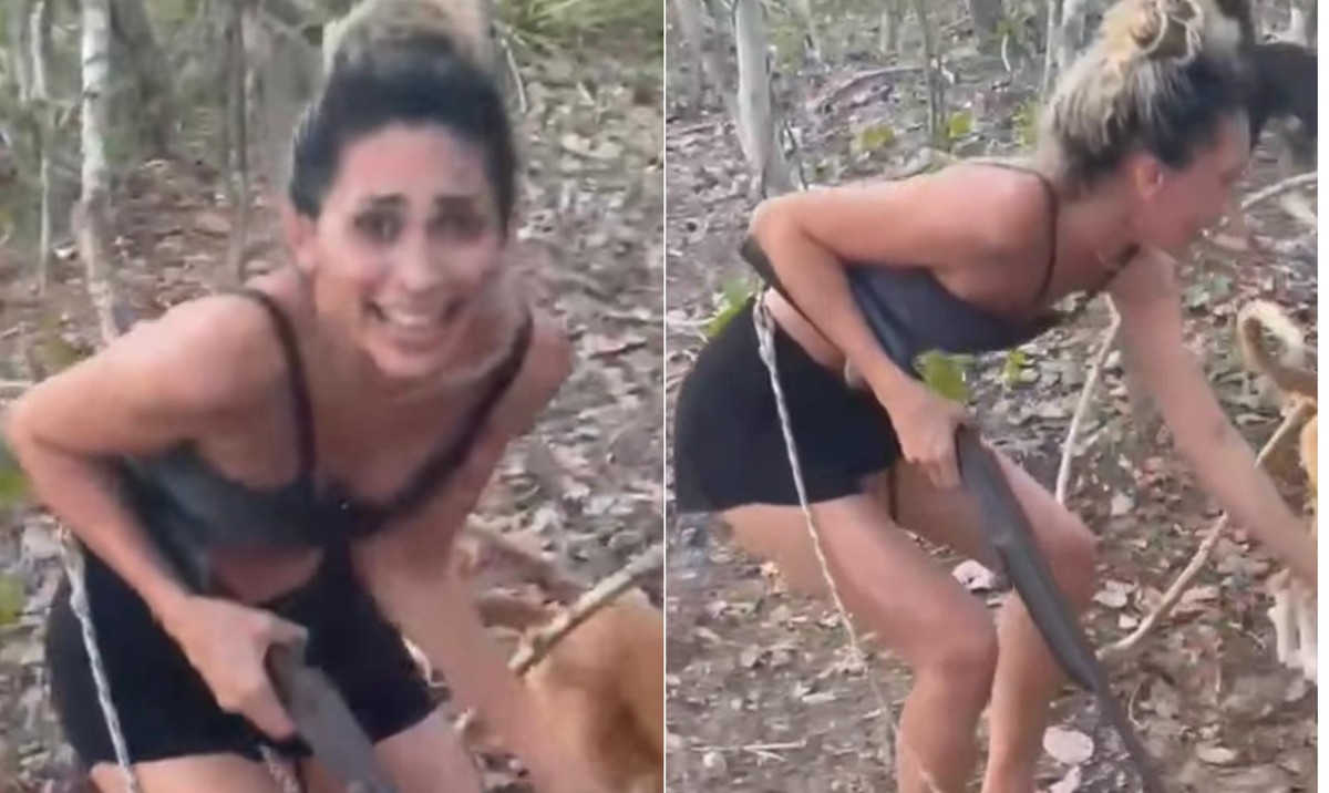 Mulher tortura e mata onça-parda em mata (Foto: Reprodução/Redes sociais)