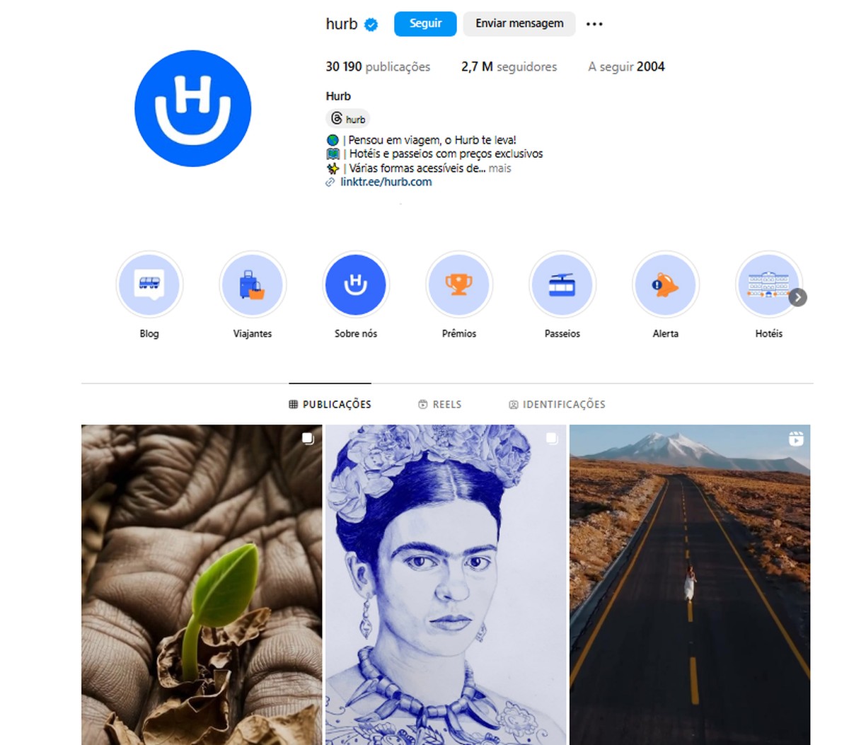 Página da Hurb no Instagram publica fotos enigmáticas (Foto: Reprodução/Instagram)
