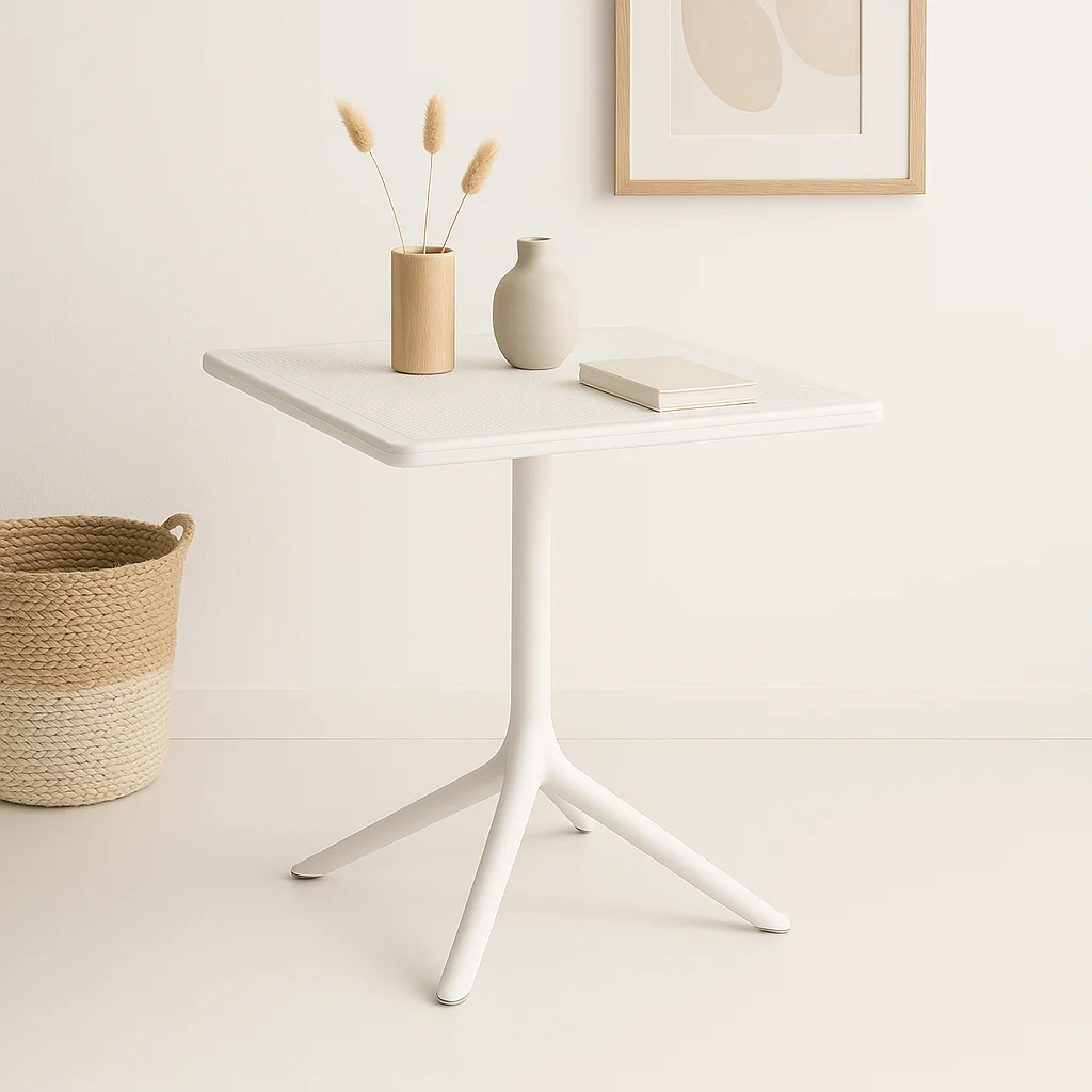 Mesa restaurant 80x80 Polipropileno Terraza Exterior - Blanca