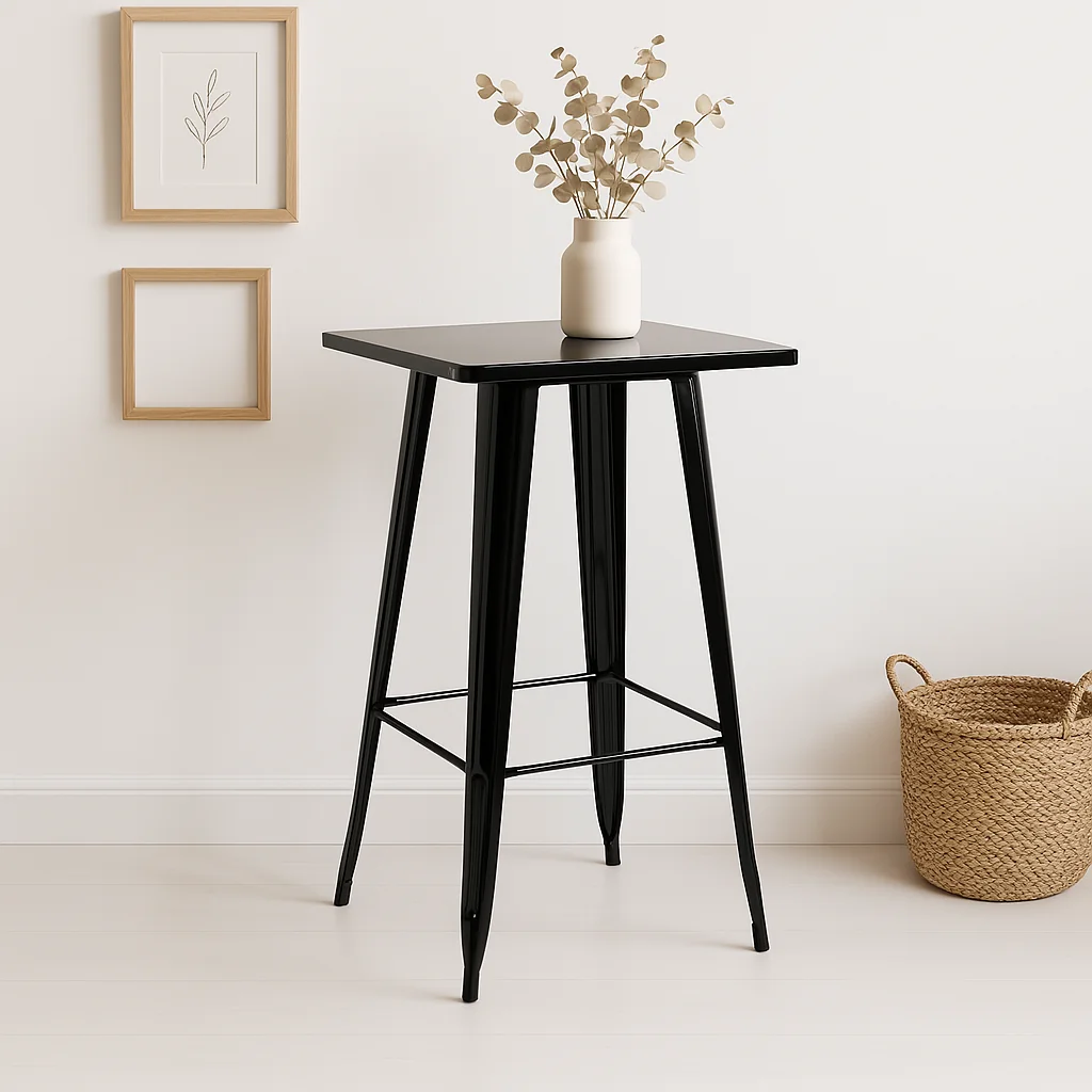 Mesa Tolix de bar o terraza o restaurant 105 cm de alto 60x60cm - Negra