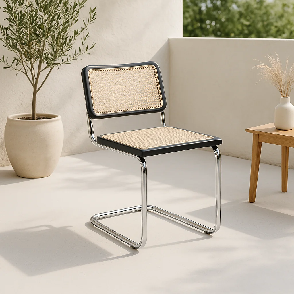 Silla Breuer Madera y Rattan - Negra