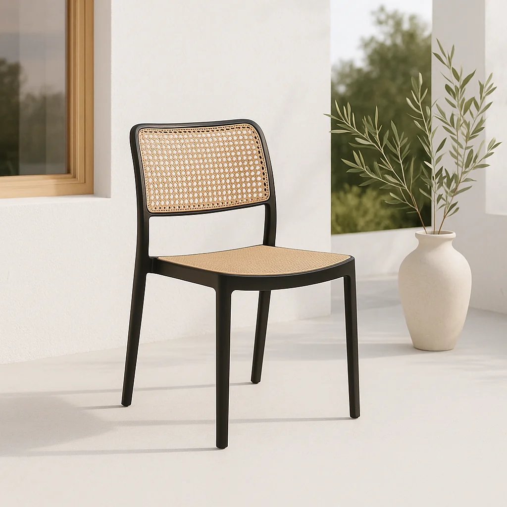 Silla de Terraza o Comedor Hoffman Enrejada - Negra