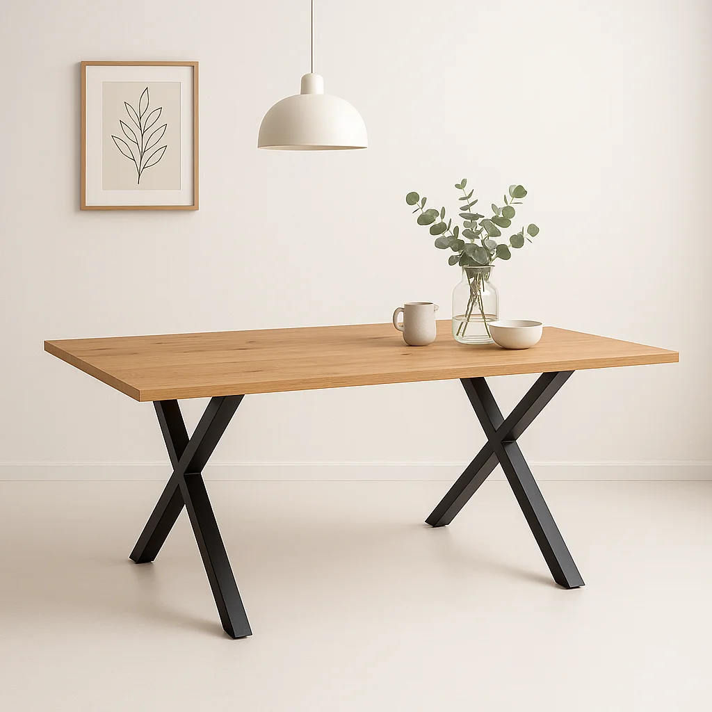 Mesa industrial Madera y Metal Cross 180x90