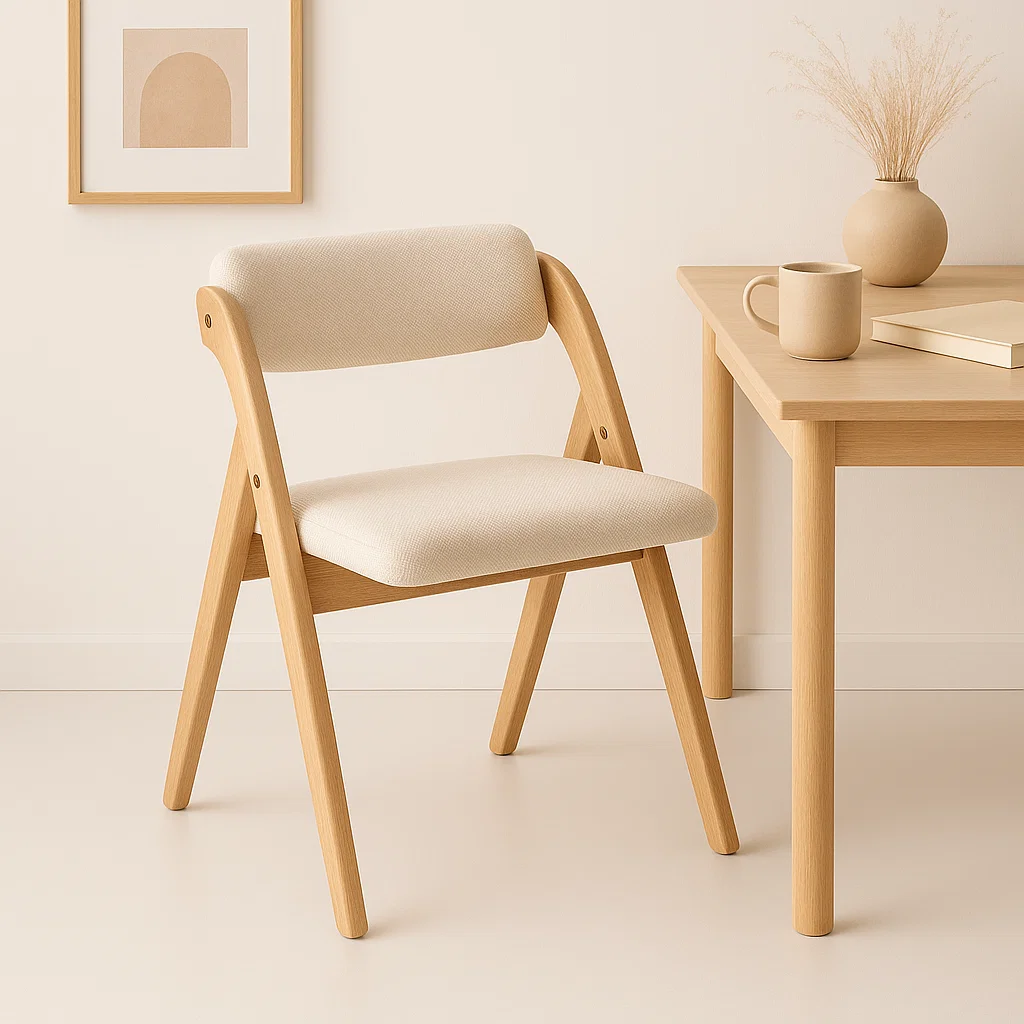 Silla Betlahem de madera plegable acolchada - Beige