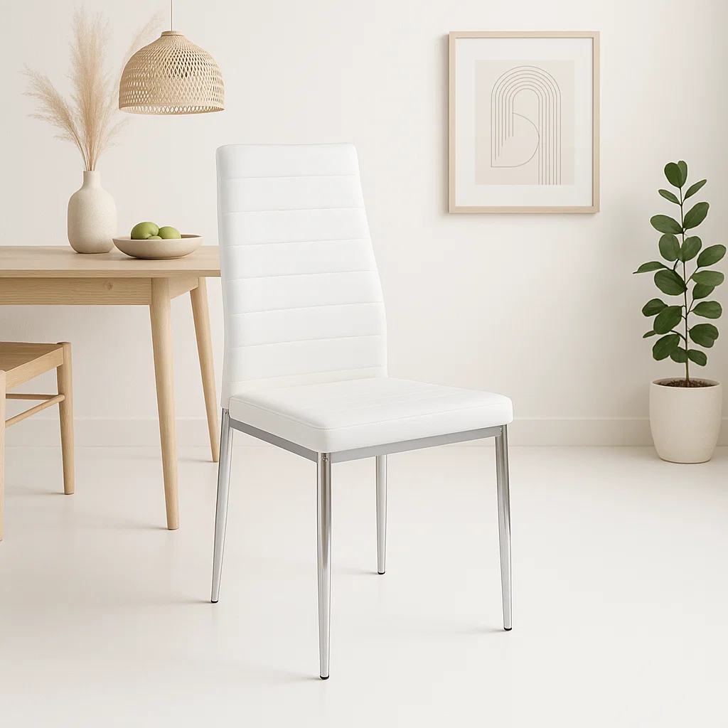 Silla Dining Liana con patas cromadas - Blanca