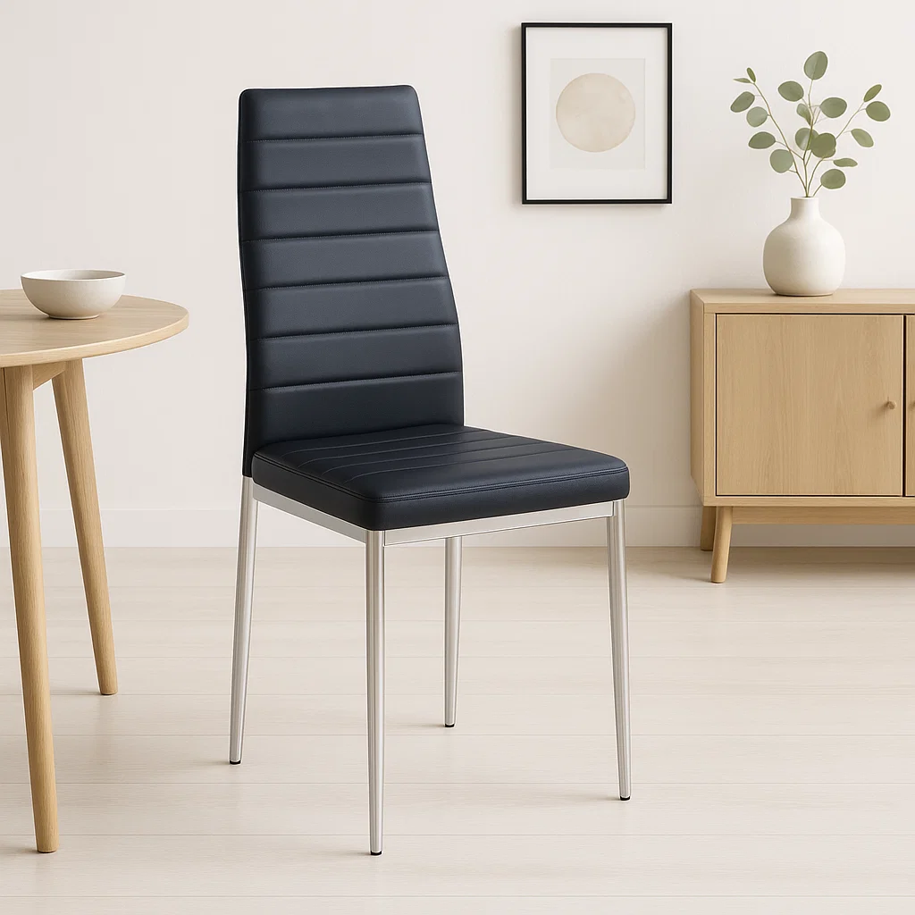 Silla Dining Liana con patas cromadas - Negra