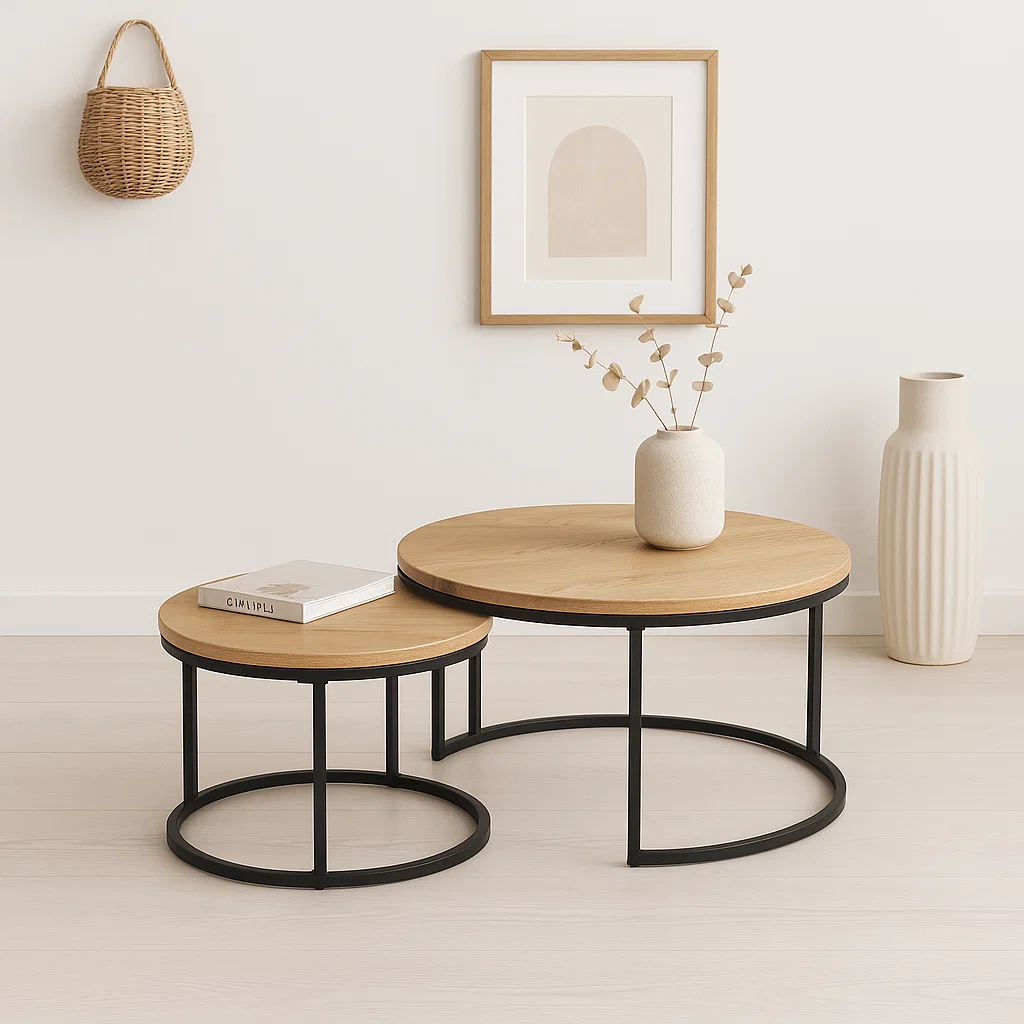 Juego de Mesas de Centro Anidadas - Madera Clara