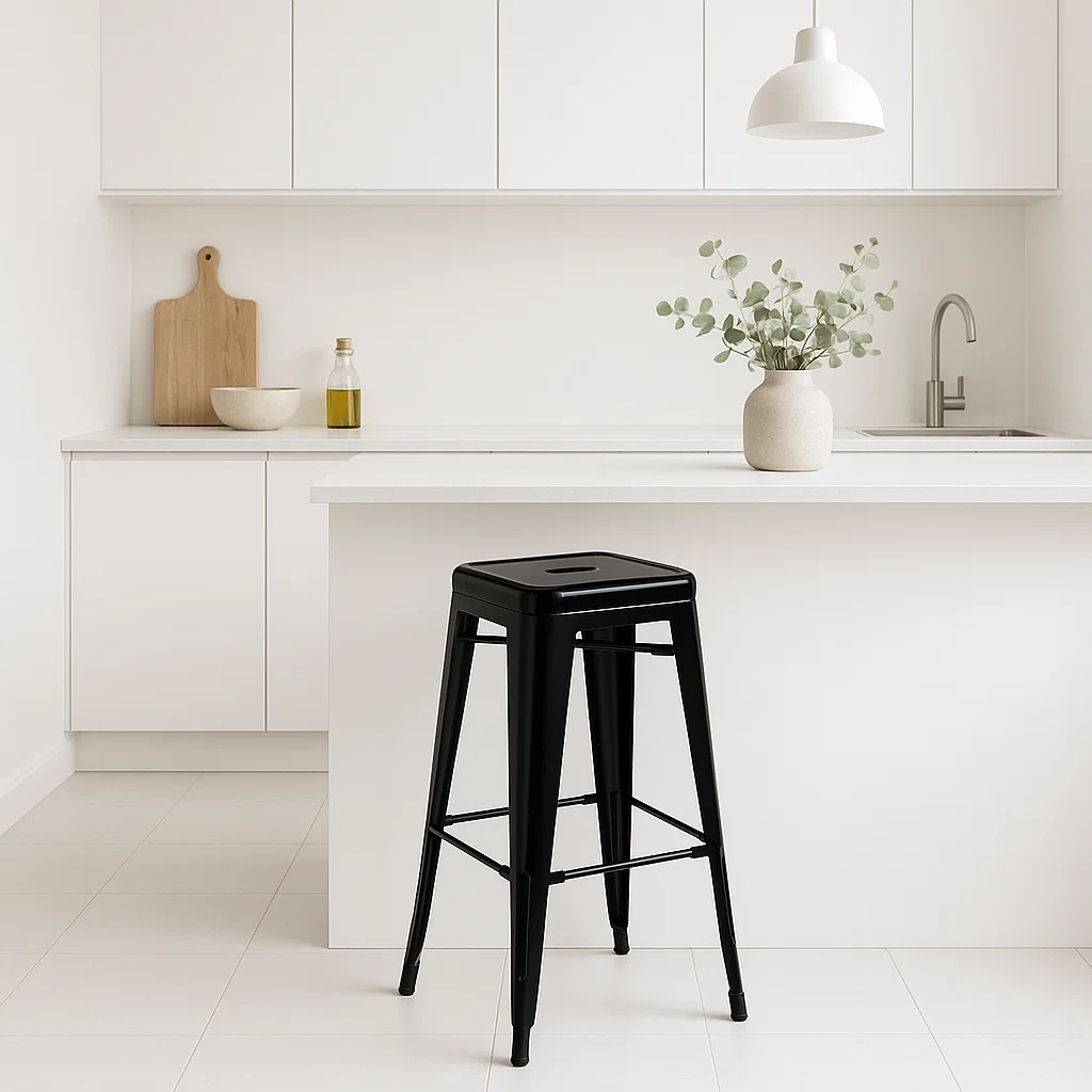 Piso Tolix Alto 77 cms sin respaldo - Negro