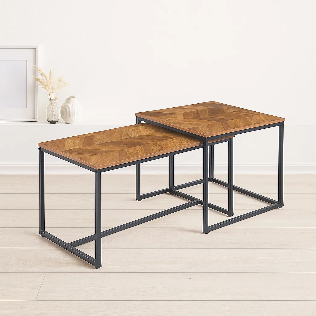 Mesa de centro doble rectangular - Madera clara