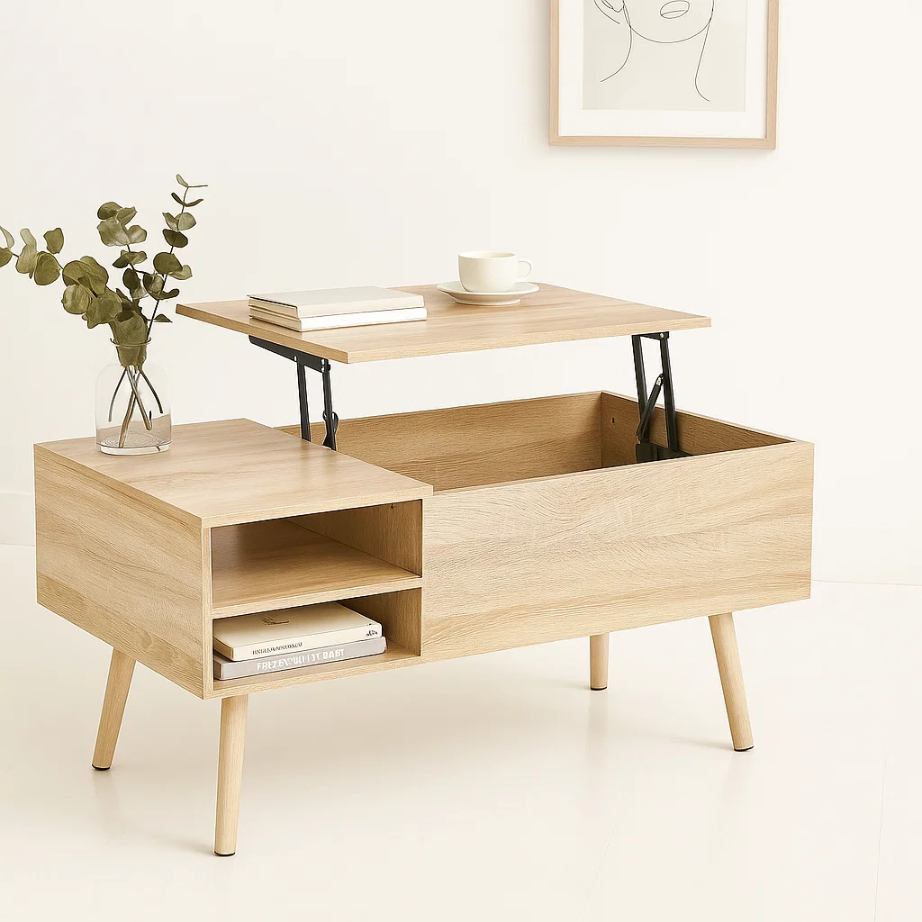 Mesa de Centro Elevable para Living - Madera