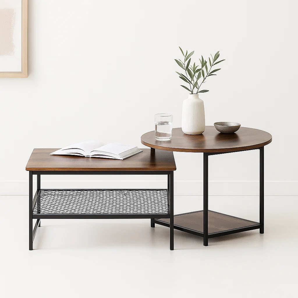 Set de Mesas de Centro Industrial en MDF - Diseño Dúo Modular