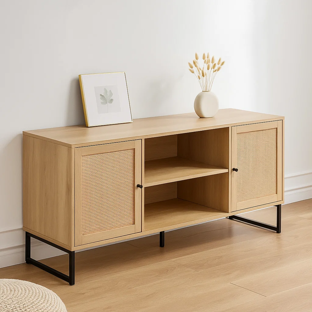 Rack de TV o Buffet Rattan Rustico Dos Puertas