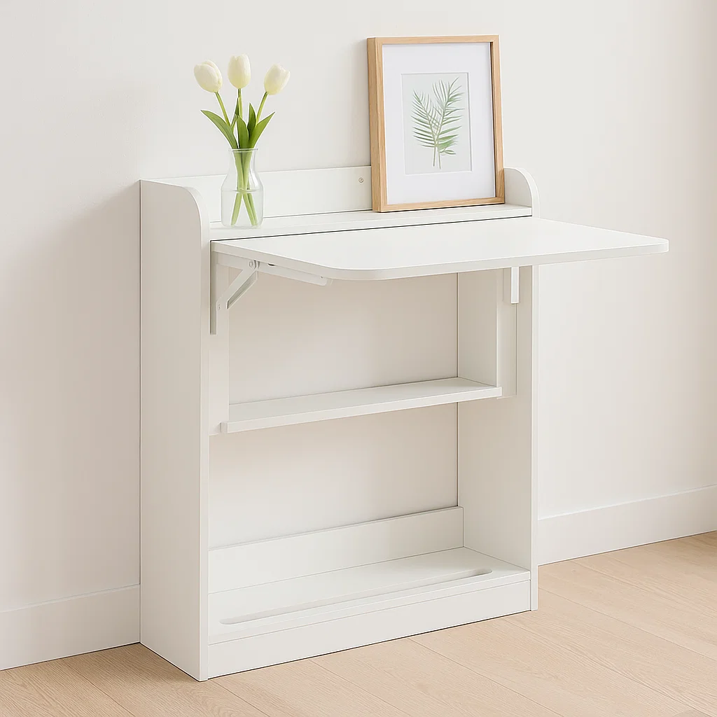 Escritorio Multifuncional Blanco - Compacto con Estanterías