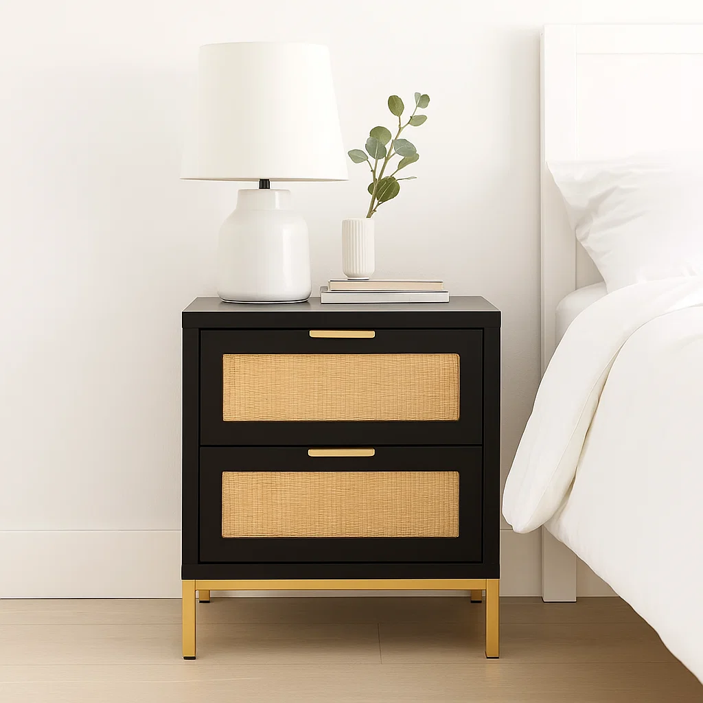 Velador Rattan Dark Dos Cajones