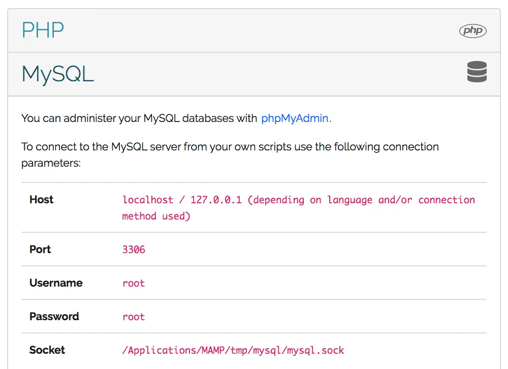 Mysql datos conexión por defecto