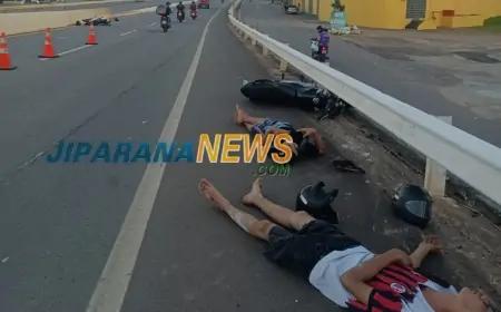 Condutor de Biz é encaminhado ao Hospital Municipal de JI-Paraná após sofrer colisão sobre o Viaduto