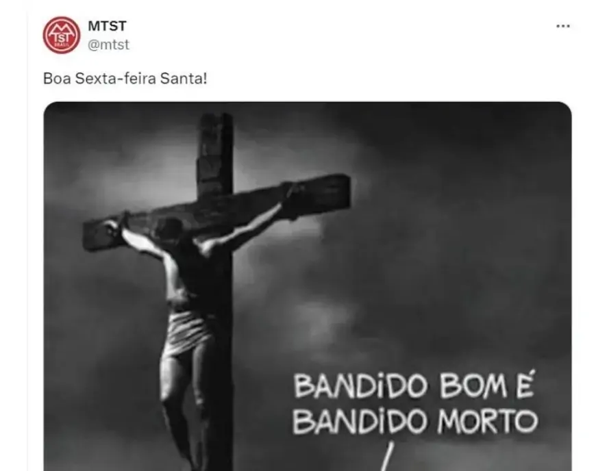 Em postagem, MTST compara Jesus Cristo a bandido