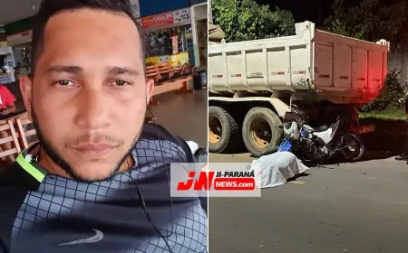 NOVAS IMAGENS: Motociclista colide na traseira de caminhão e vai a óbito no local