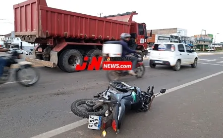 Acidente na BR-364 em Ji-Paraná: motociclista escapa sem ferimentos