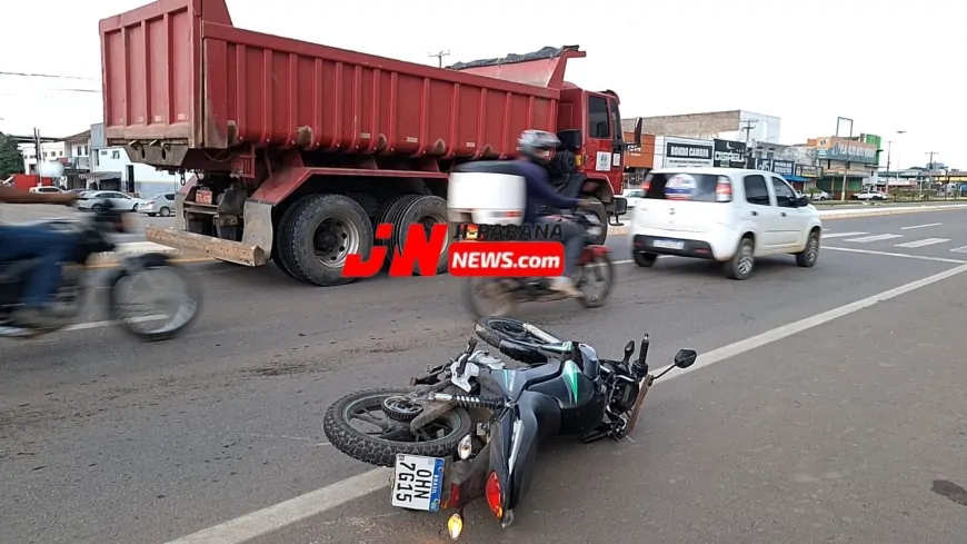 Acidente na BR-364 em Ji-Paraná: motociclista escapa sem ferimentos