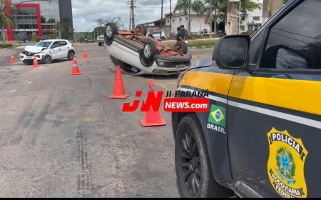 Colisão entre Dois Carros na BR-364 Faz Veículo Capotar e Deixa Feridos em Ji-Paraná