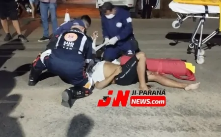 Motociclista fica em estado crítico após colisão frontal em Ji-Paraná
