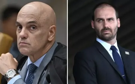 Eduardo Bolsonaro acusa Moraes de pressionar presidente da Câmara e promete intensificar atuação política nos EUA