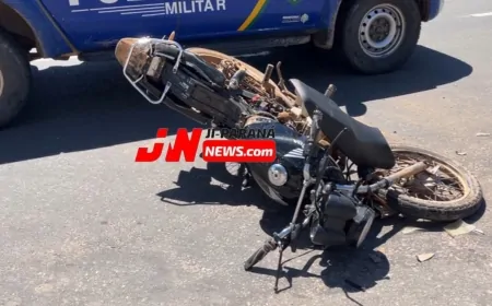 Acidente entre carro e moto deixa motociclista ferido em Ji-Paraná